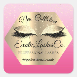 Sticker Carré Confetti de conditionnement Lash maquillage Golden