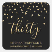 Sticker Carré Confetti d'or moderne 30e anniversaire (Devant)