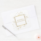 Sticker Carré Confetti en or Faux sur blanc (Enveloppe)
