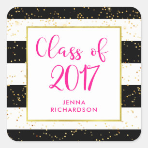 Sticker Carré Confetti moderne   Classe de 2017 Graduation Party