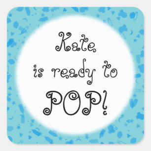 Sticker Carré Confettis Bleu Bébé Prêt à éclater ! Cadeau de Ba