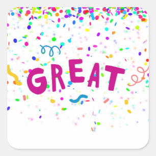 Sticker Carré Confettis Colorés Super Prof Récompense Élève