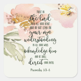 Sticker Carré Confiance dans le Seigneur floral