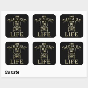 Sticker Carré Confiance Jésus Il est la moto chrétienne LIFE
