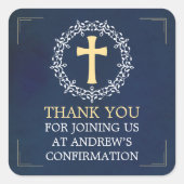 Sticker Carré Confirmation de la couronne de Croix Bleue (Devant)