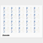 Sticker Carré Confirmation florale élégante bleu Dusty (Feuille)