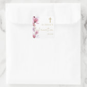 Sticker Carré Confirmation florale élégante et poussiéreuse Rose (Sac)
