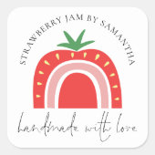 Sticker Carré Confiture de Fraise Artisanale Nom Arc-en-Ciel (Devant)