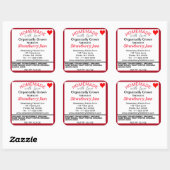 Sticker Carré Confiture de fraises bio Nom fait maison (Feuille)