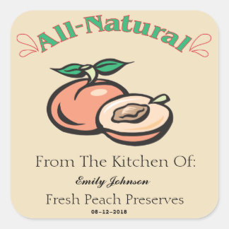 Sticker Carré Confiture de Pêche personnalisable - Jelly ou Prés