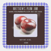 Sticker Carré Confiture de prune modifiable (Devant)