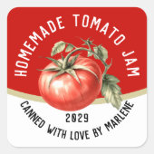 Sticker Carré Confiture de tomate maison modifiable à la tomate  (Devant)