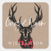 Sticker Carré Confortable et chaleureux | Red Buffalo Plaid Rein (Devant)