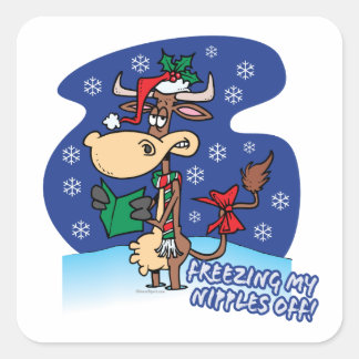 Sticker Carré congeler mes tétons de drôles vache xmas