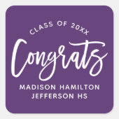 Sticker Carré Congrats Moderne Script Purple Graduation (Devant)