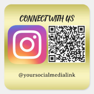 Sticker Carré Connectez-vous avec nous : Website & Instagram QR 