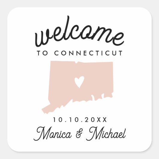 Sticker Carré CONNECTICUT State Destination Mariage N'IMPORTE QU (Devant)