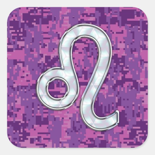 Sticker Carré Connexion Leo sur Camouflage numérique Fuchsia ros (Devant)