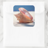 Sticker Carré Conque Shell sur la plage 2 (Sac)