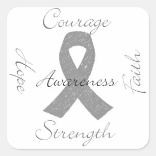 Sticker Carré Conscience grise de cancer du cerveau de ruban