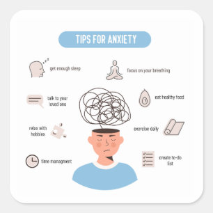 Sticker Carré Conseils d'anxiété Art minimal de santé mentale