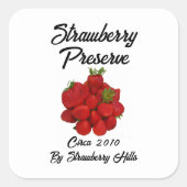 Sticker Carré Conserve de Fraise Photographique Canning Blanc (Devant)