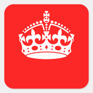 Sticker Carré CONSERVER CALME COURONNE sur la décoration rouge