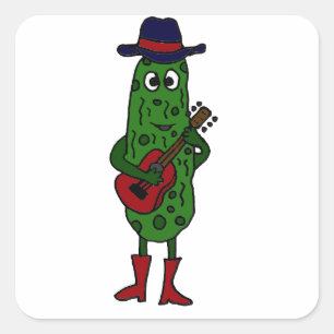 Sticker Carré Conserves au vinaigre drôles jouant la guitare