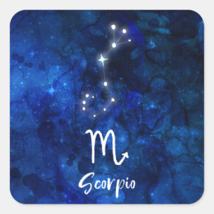 Sticker Carré Constellation du zodiaque Scorpion Galaxie Bleue C