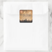 Sticker Carré Constitution des États-Unis avec feux d'artifice (Sac)