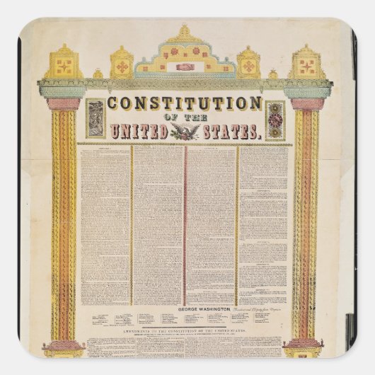 Sticker Carré Constitution des États-Unis d'Amérique (Devant)