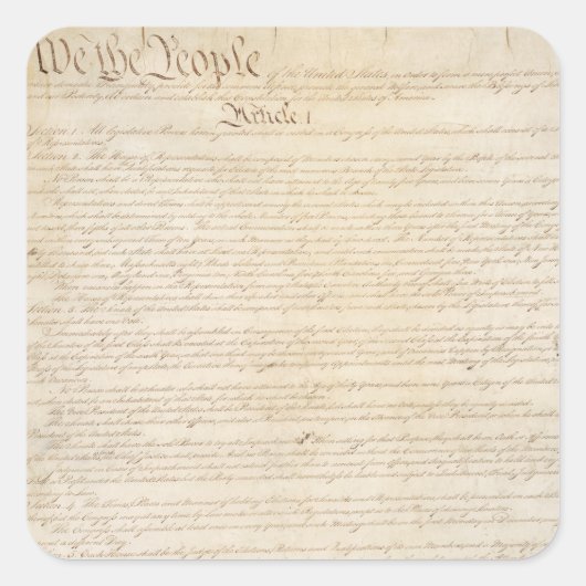 Sticker Carré Constitution des États-Unis, Nous le peuple (Devant)