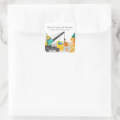 Sticker Carré Construction 2e fête d'anniversaire, Thème Dinosau (Sac)