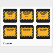 Sticker Carré Construction Baby shower jaune et noir (Feuille)