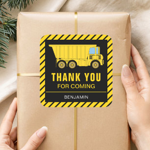 Sticker Carré Construction Camion Anniversaire Fête Favoriser St