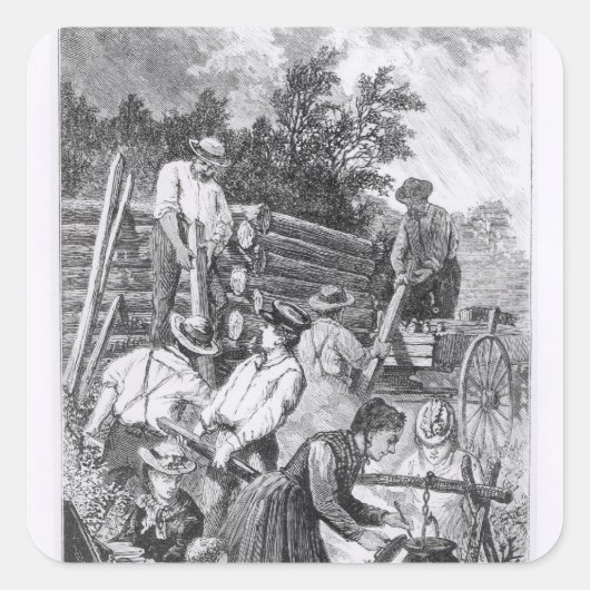 Sticker Carré Construction du Cabine de journal (Devant)