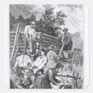 Sticker Carré Construction du Rondin-Cabine