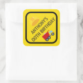 Sticker Carré Construction Thématique Anniversaire Fête n'import (Sac)