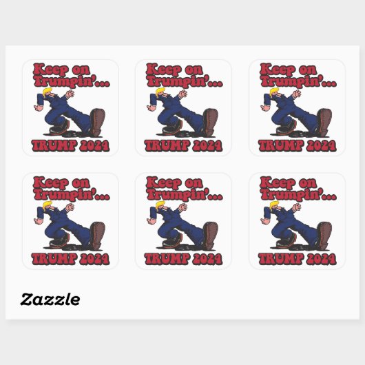 Sticker Carré Continuez sur Trumpin Trump 2024 (Feuille)