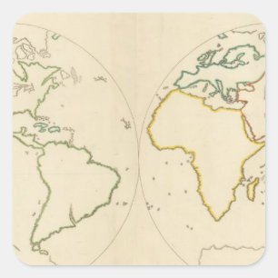 Sticker Carré Contour 2 de carte du monde