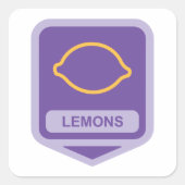 Sticker Carré Contour de citron violet et jaune (Devant)