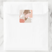 Sticker Carré Contour peint Portrait féminin (Sac)