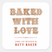 Sticker Carré Cookie | Cuite avec amour de la cuisine de (Devant)