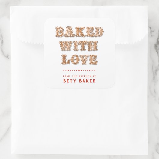 Sticker Carré Cookie | Cuite avec amour de la cuisine de (Sac)