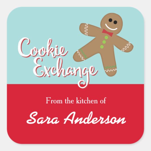 Sticker Carré Cookie Exchange, Gingerbread, From the Kitchen of (Devant)