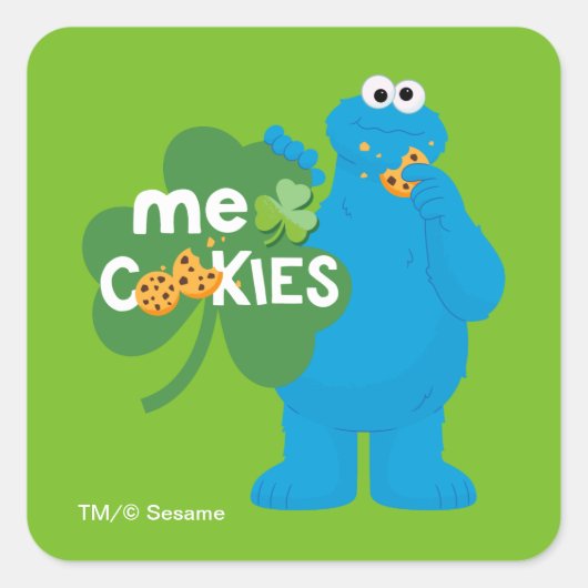 Sticker Carré Cookie Monster | Amour du Trèfle (Devant)