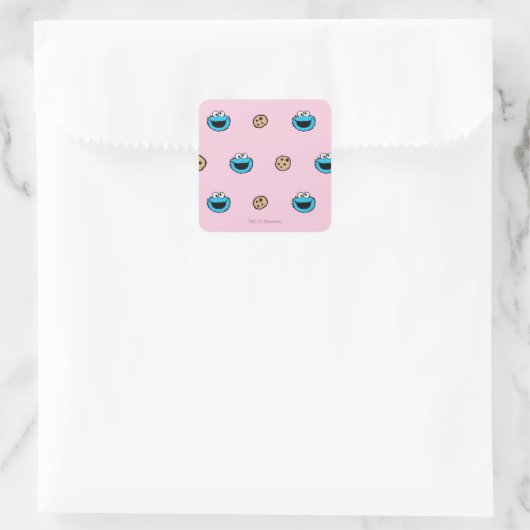 Sticker Carré Cookie Monster and Cookies Pink Pattern (Sac)