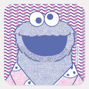 Sticker Carré Cookie Monster   Cookie Bouton Bas