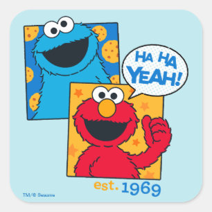 Sticker Carré Cookie Monster & Elmo Ha Ha Yeah
