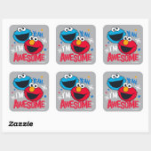 Sticker Carré Cookie Monster & Elmo | Ouais, je suis formidable (Feuille)